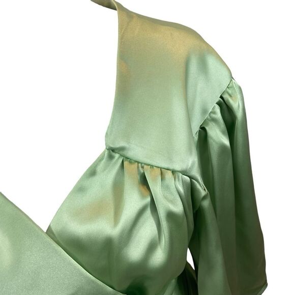 Ladies Flounce London long sleeve wrap maxi dress in light khaki Size 18 - Picture 4 of 14